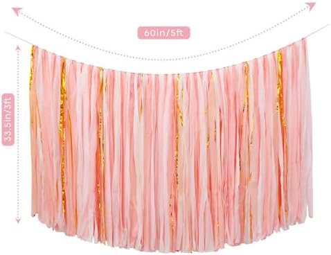 PapaKit 5ft Extra Large Streamer Party Garland Backdrop (White & Pink) - Image 5