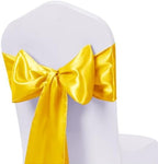Pack of 50 Satin Yellow Chair Sashes Bows 7x108 Inch Wedding Chair Ribbons - Image 2
