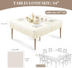 Wish Care 2 Pack Ivory Spandex Tablecloths for 54x54 Inch Square Tables, Stretch Fitted Table Clothes with Pleated Ruffle Skirt for 54” Table, Wrinkle Free and Elastic, for Party Kitchen Home Dining - Image 2