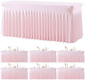 6 Pack Pink Table Cloth for 6 Foot Rectangle Tables Spandex Fitted Tablecloth 6ft Stretch Table Covers Skirt Pink Banquet Tablecloths Wrinkle Free Tablecloth for Party Wedding Birthday Event by Tao-GePartyDecorations
