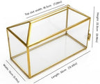 12.6" x 5.9" x 9" Wedding Cards Box with Slot and Lock, Glass Card Holder for Party Reception, Centerpiece, Home Decorative, Gold (Glass Box Only) Slot Length 7.3 Inches - Image 3