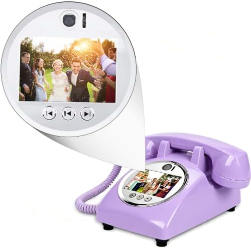 Video Audio Guest Book Wedding Phone,1080P HD Video Phone Guestbook, Preserve Your Special Occasions, Ideal for Wedding Bridal Shower, Birthday, Graduations, Baby Shower(Purple) by FiayaComVintageTelephone
