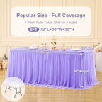Lavender Tablecloth for 6 Foot Rectangle Tables with Tulle Table Skirt - Image 4