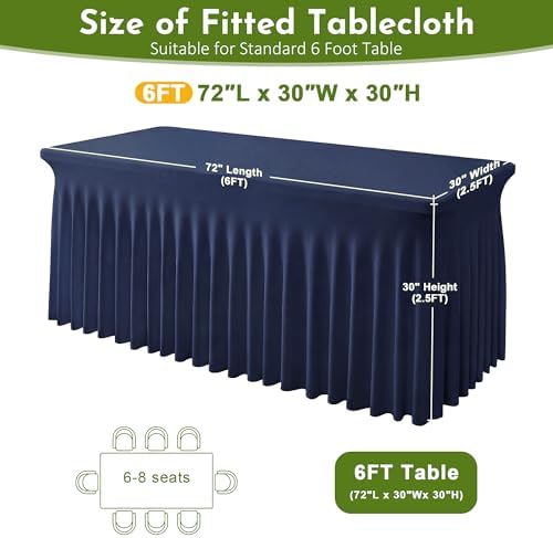 4Pack Spandex Tablecloth for 6FT Rectangle Table,Table Skirt - Image 2