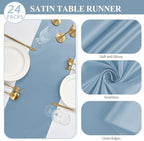 24 Pack Dusty Blue Satin Table Runners 12 x 108 Inch Long Table Runners for Rectangle Round Tables, Smooth Satin Table Runner for Wedding,Birthday Party Banquets Graduation Engagements Decoration - Image 2