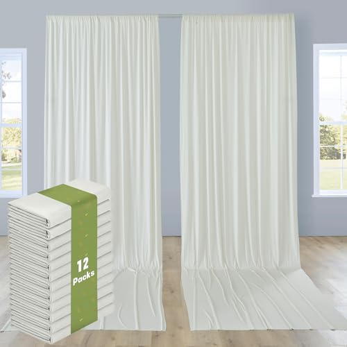 12 Panels 5x15ft Ivory Backdrop Curtains for Parties, Wrinkle Free Polyester Ivory Photo Backdrop Drapes 15 ft Long Back Drop Cloth Drapery for Wedding Birthday Photography Background - Image 6