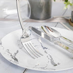 N9R 300PCS Silver Plastic Silverware, Vintage Disposable Utensils & Cutlery - Image 6