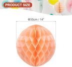 PATIKIL 10pcs 14" Honeycomb Balls Tissue Paper Pom Poms, Party Hanging Paper Honeycomb Balls Decoration for Birthday Wedding Home Backdrop Decor, Coral - Image 2