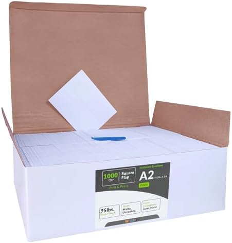 Winlyn 1000 Pcs White A2 Invitation Envelopes, Peel & Press Self Seal, 4 3/8 x 5 3/4 Square Flap, RSVP & Return Envelopes, 95lb. Paper, Perfect for Announcements, Greeting Cards, Letters - Image 2