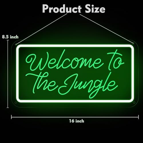 Welcome to the Jungle Neon Sign, Neon Light Sign for Wall Decor Dimmable Green LED signs for Bedroom Home Birthday Party Wedding Engagement Garden Man Cave Decor USB Powered - Image 4