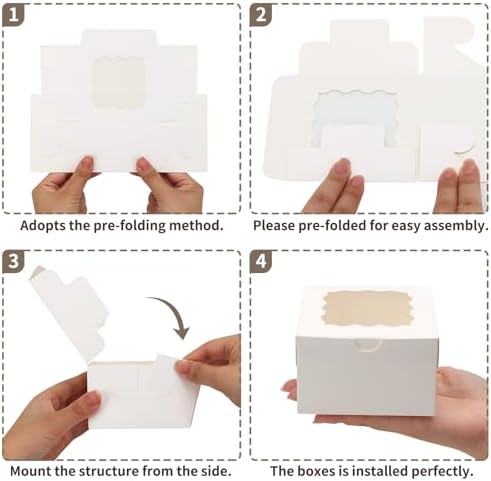 TOMNK 150pcs Small Cookie Boxes with Window, 4x4x2.5In Small Bakery Boxes - Image 3