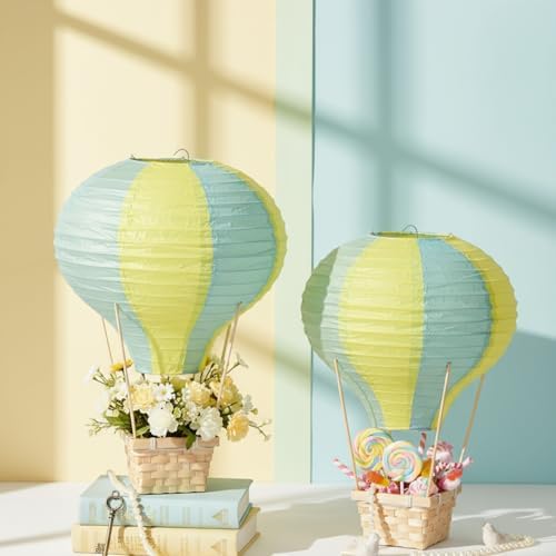 Meooeck 8 Sets Blue Yellow Green Hot Air Balloon Table Centerpieces Decor - Image 6
