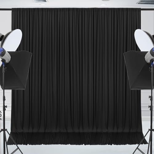 20x10ft Wrinkle Free Black Backdrop Curtain for Parties Soft Fabric Drapes Wedding Black Curtain Backdrop for Birthday Party Decorations Background for Photography 5x10ft, 4 Panels - Image 2