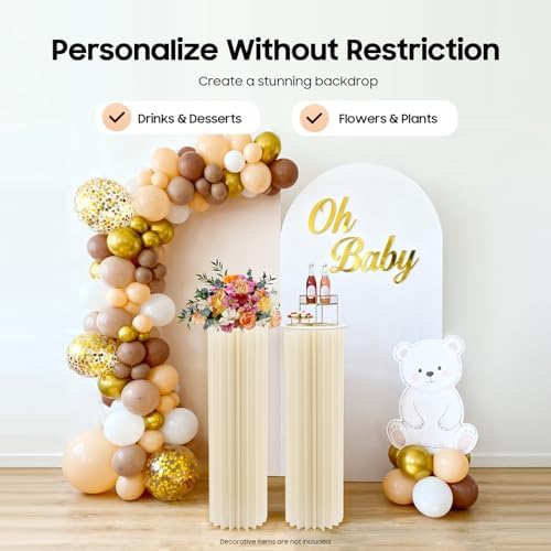 2PCS Cylinder Pedestal Stands for Party Table Cake Pedestal Stand for Parties Columns and Pillars Display for Parties Wedding Birthday Baby Shower Christmas Decorations Foldable Cardboard - Image 3