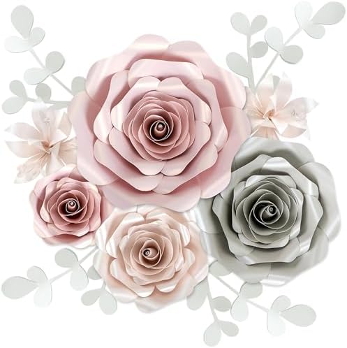 Rainbows & Lilies 3D Large Paper Flowers Decorations for Wall, Pink 10pc by RainbowsLilies