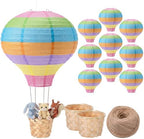 Meooeck 10 Pcs Hanging Hot Air Balloon Decorations Paper Lanterns 12 Inch Reusable Hot Air Balloon Decor Paper Lanterns Set for DIY Craft Wedding Birthday Christmas Home Living Room (Colorful) by Meooeck