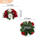 NUPTIO Artificial Flower Centrepieces for Tables - 6 Pcs Crimson & White Fake Flowers Roses Balls 9.5in Diameter - Silk Faux Rose Arrangement for Wedding Party Centerpiece Table Decorations - Image 5