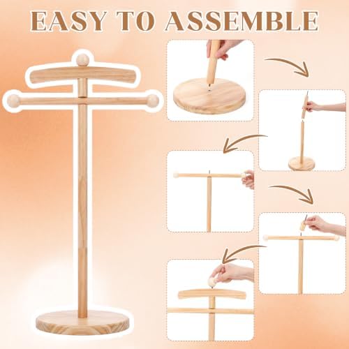 Marsui 1 Set Wooden Baby Clothes Display Stand with 3 Hangers, Plaque, Wood - Image 6