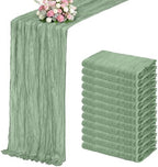 Sage Green Boho Cheesecloth Table Runner 12 Pack 17x108 Inch Sheer Gauze by Unknown