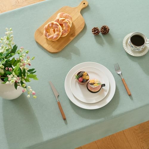 Sage Green Rectangle Tablecloth, 60 x 90 Inch Linen Textured Table Cover - Image 6