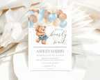 All Ewired Up We Can Bearly Wait Baby Shower Invitation, Blue Teddy Bear Baby Shower Invite, Library, Diaper Raffle, Balloons, Personalized Large 5X7 - Image 2