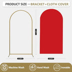 Arch Backdrop Stand and Cover Set, Metal Balloon Arch Backdrop 6ft, Gold Arched Stand Frame for Wedding, Parties,Birthday, Backdrop Decorations (Red,6ft) - Image 2