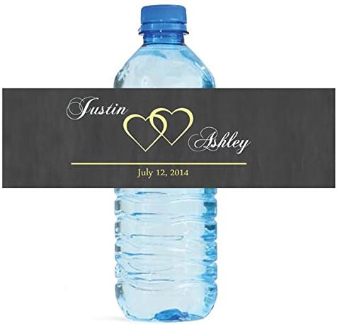 100 Modern Hearts Wedding Pattern Wedding Water Bottle Labels by DesignThatSign
