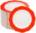 WDF 60pcs Red Plastic Plates Disposable - 7.5inch Heavy Duty Red Dessert/Salad/Cake Plates for Wedding Party Birthday/Summer Party by WDF