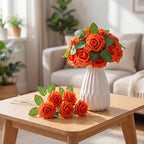 100 Pcs Artificial Rose Flowers, Burnt Orange - Image 4