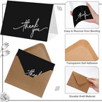 Gueevin 200 Pcs Thank You Cards with Envelopes Stickers, 3.5x5", Black - Image 3