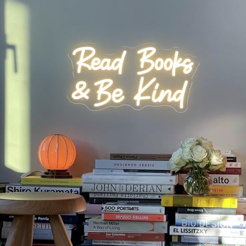 Read Books And Be Kind Neon Sign for Wall Decor, Dimmable Neon Light Signs for Bedroom LED Signs for Classroom Bookstore Library Study Reading Study Room Decoration - Image 5