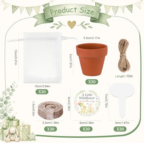 30 Sets Terracotta Pot Baby Shower Party Favors for Guest Bulk - Image 2