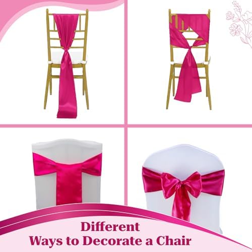 MDS® Pack of 125 Satin Chair Sashes for Wedding & Events – Magenta - Image 4