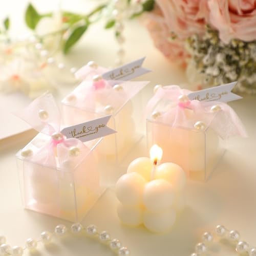 Nuanchu 30 Sets Bridal Shower Favors Pink 1.6" Mini Bubble Candles - Image 3