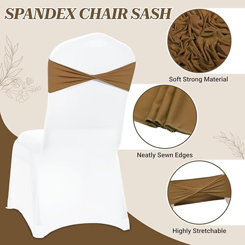 MDS Pack of 250 Spandex Chair Sashes Without Slider Buckles – Mocha - Image 3