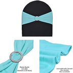 50pcs Aqua Blue Stretch Spandex Chair Sashes, Durable Elastic Chair Bands, Ribbon with Buckle for Wedding Baby Shower Hotel Event Party Graduation Birthday Decoration - Image 2