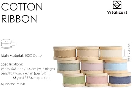 Vitalizart Cotton Ribbon 5/8" x 63 Yds Handmade Frayed Fringe Assorted Bulk - Image 2