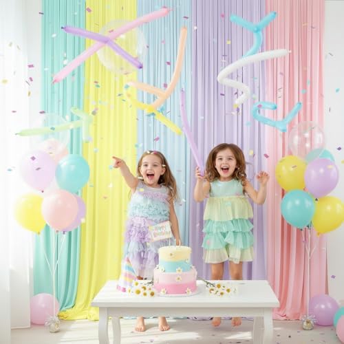 10x7ft Unicorn Backdrop Curtains-Pastel Rainbow Backdrop Photography Background for Girls Birthday Party,Baby Shower,Classroom,Back-to-School Decor-Wrinkle-Free Reusable Fabric,Easy to Hang - Image 5