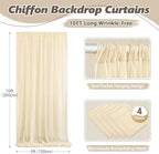 20ft x 10ft Champagne Backdrop Curtains, Wrinkle-Free Sheer Chiffon Fabric Photo Backdrop Drapes for Wedding Arch Party Ceremony Stage Photography Decorations - Image 5