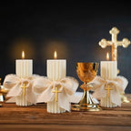 Conelist 12 Pcs Baptism Catholic First Communion Candles with Bow and Cross - Image 3