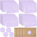 Teling 200 Set Thank You Cards with Envelopes Bulk, 6 x 4 Inch Blank Thank U Greeting Notes with Brown Kraft Envelopes Stickers Thankyou Card Set for Graduation Wedding Birthday Baby Shower(Purple) by Teling