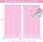 50x10ft Pink Backdrop Curtain for Wedding Parties Wrinkle Free Fabric Light Pink Drapes Backdrop Decoration for Baby Shower Birthday Photography Decoration 10 Panels, 5ft x 10ft - Image 5