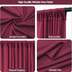ESGOTBME 10x10ft Wrinkle Free ‌Burgundy Backdrop Curtain for Parties Soft Fabric Drapes Wedding ‌Curtain Backdrop for Birthday Party Decorations Background for Photography 5x10ft, 2 Panels - Image 5
