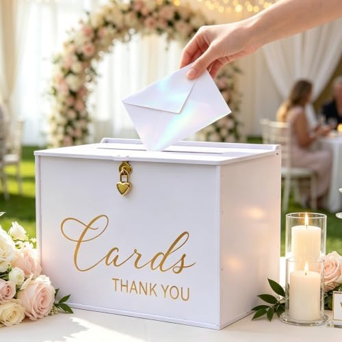 Extra Large Card Box with Lock & Slot, Big Wedding Card Holder - Image 4