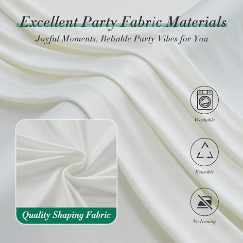 20 ft x 10 ft Wrinkle Free Ivory Backdrop Curtain for Wedding Parties, Polyester Ivory Photo Backdrop Drapes 4 Panels 5x10ft for Baby Shower Photoshoot Engagement Birthday Party Photography Background - Image 4