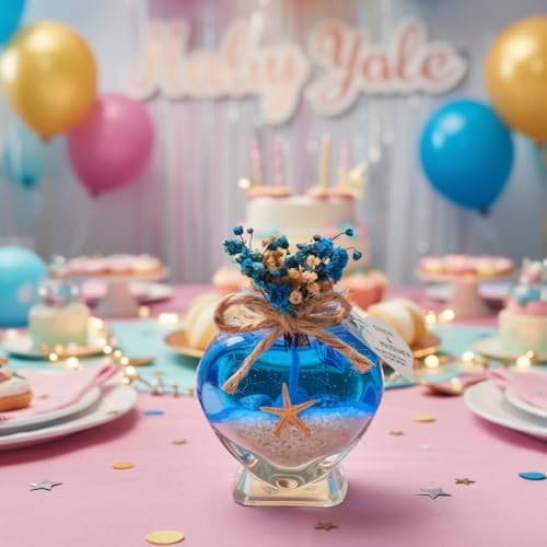 Wedding Favor Guest Bulk, Set of Heart Glass Candle Party with Custom Sticker for Guest in Bridal Party Favors, Baby Shower Gifts, Gel Candle Wedding Favors (White Gel Blue Sand, Set of 100) - Image 3