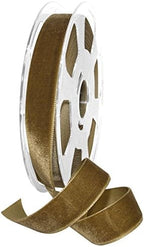 Morex Ribbon Nylon, 7/8 inch by 11 Yards, Antique Gold, Item 01225/10-533 Nylvalour Velvet Ribbon, 7/8" x 11 yd, by MorexRibbon