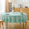 Spa Blue White Gingham Tablecloth Round Dia.70“ by KMASANIJI