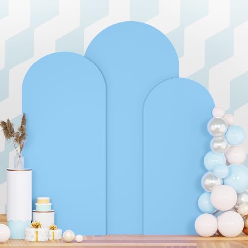 Wedding Arch Cover Set of 3 Spandex Fitted Arch Covers Stretchy Backdrop Chiara Backdrop Stand Cover 4ft 5ft 6ft Balloon Arch Cover Light Blue Arch Frame Cover for Baby Shower Birthday Party Decor by PATYDEST