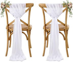 MDS Pack of 50 Chiffon Chair Sashes for Wedding & Event Décor - White by MDS